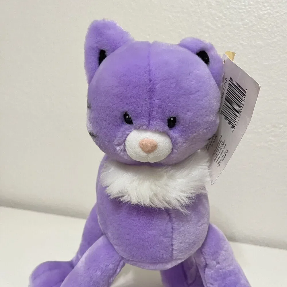 Vintage Animal Alley Toys R Us Purple Cat Plush Stuffed Animal Posable 2000 TAGS